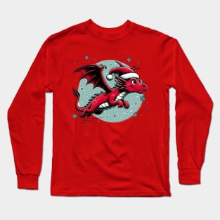 Flying Dragon in a Santa Hat Long Sleeve T-Shirt